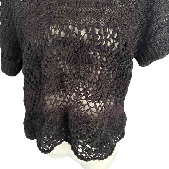 Free People Black Eternal Delight Crochet Cowl Neck Cropped Witchy Boxy Top XS - Picture 9 of 16